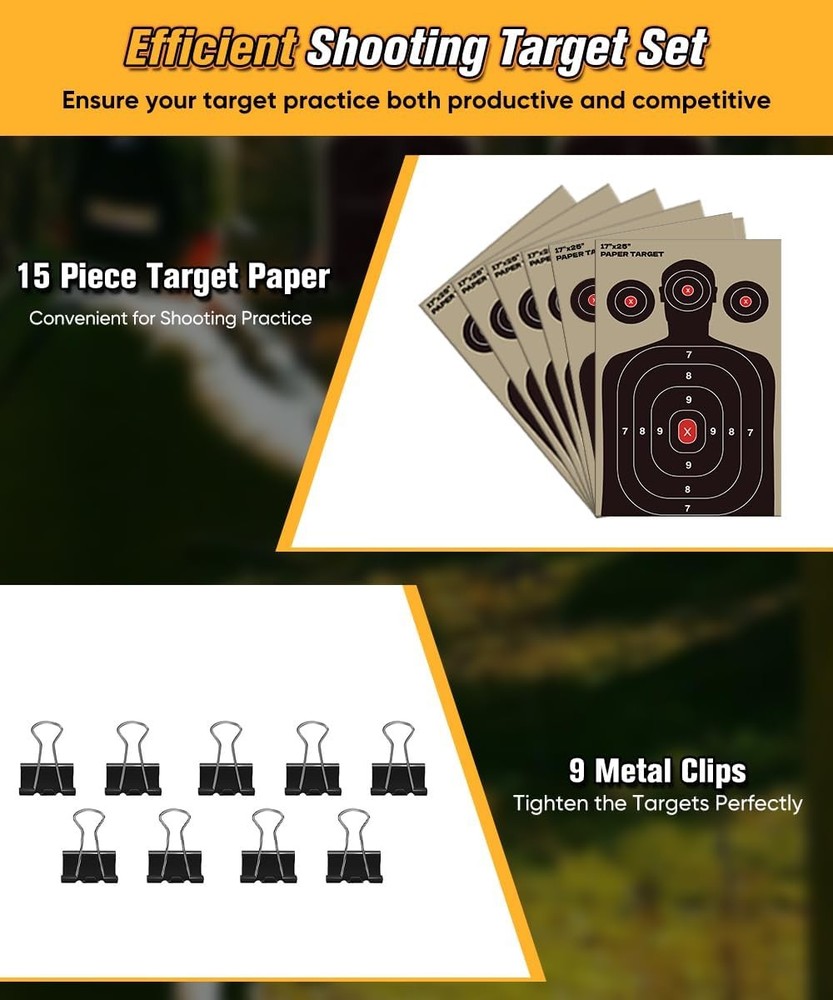 Adjustable Shooting Target Stand with 5-Prong Base, Portable Medium, Black