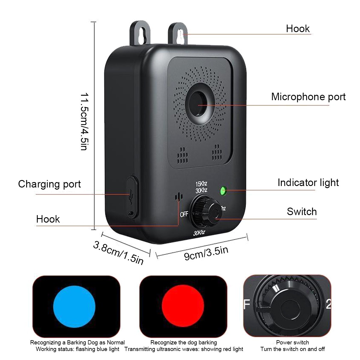 Ultrasonic Dog Bark Deterrent Devices Anti Barking Control Training Rechargeable