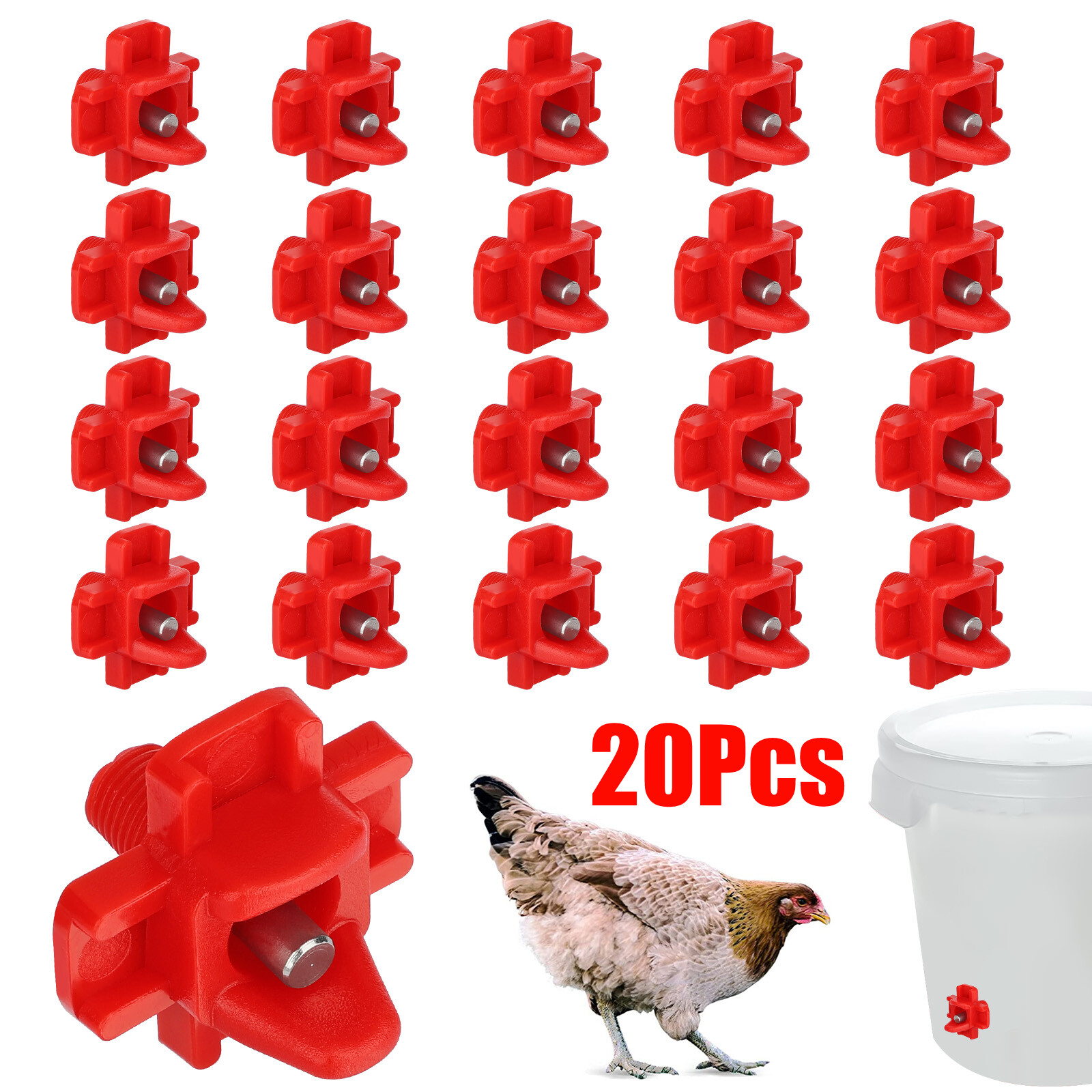 20Pcs Chicken Nipples Automatic Waterer Poultry Drinker Hen Duck Quail Drinking