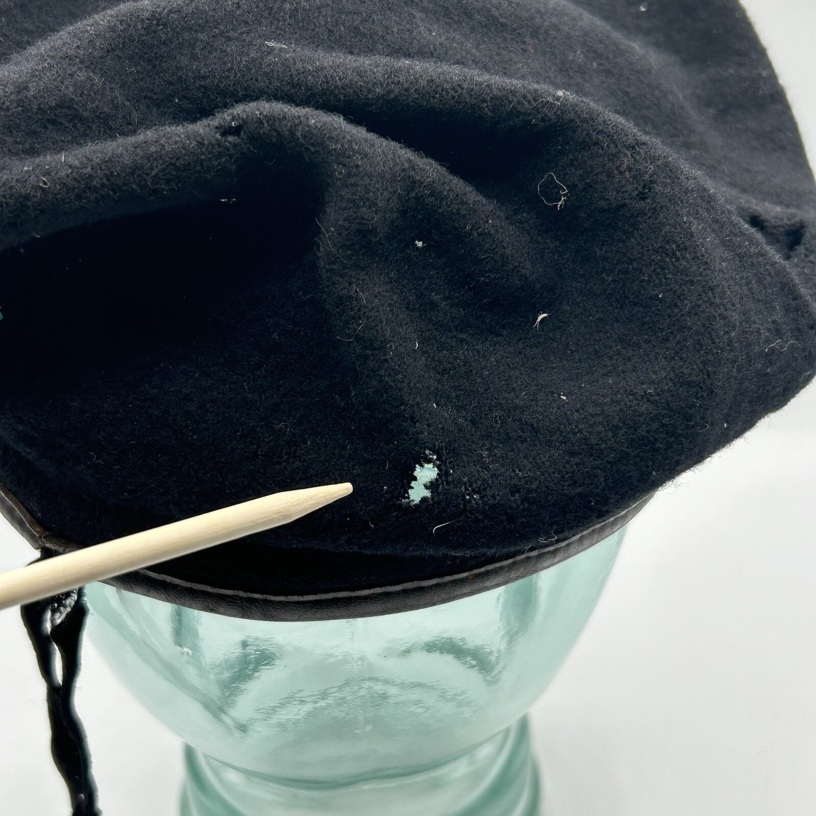 Vintage Army Ranger Beret Black Wool Normandy Basque ARVN Pin