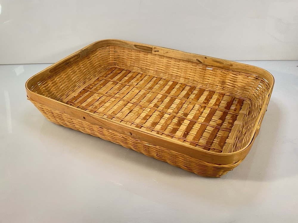 Rustic Farmhouse Rectangular Woven Bread/Serving Basket 14.75”x10.25”x2.5”