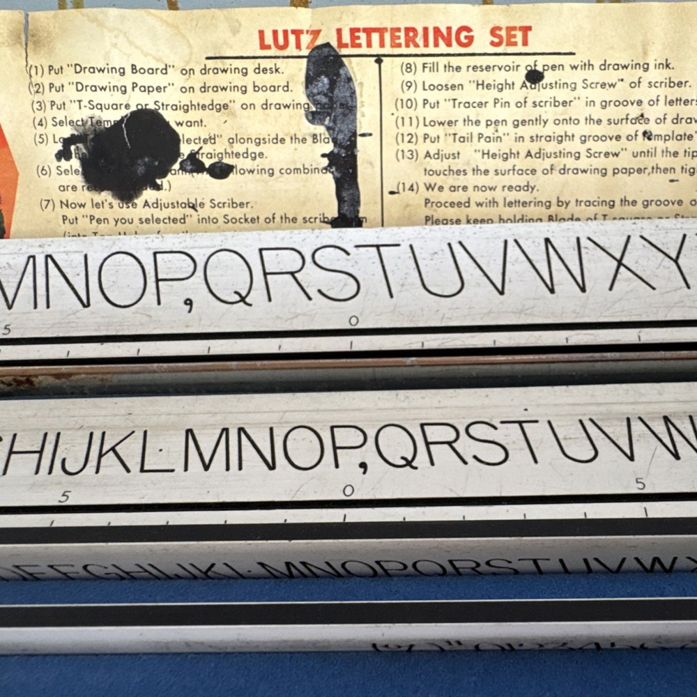 Lutz Lettering Set Drafting Tool with Templates and Accessories