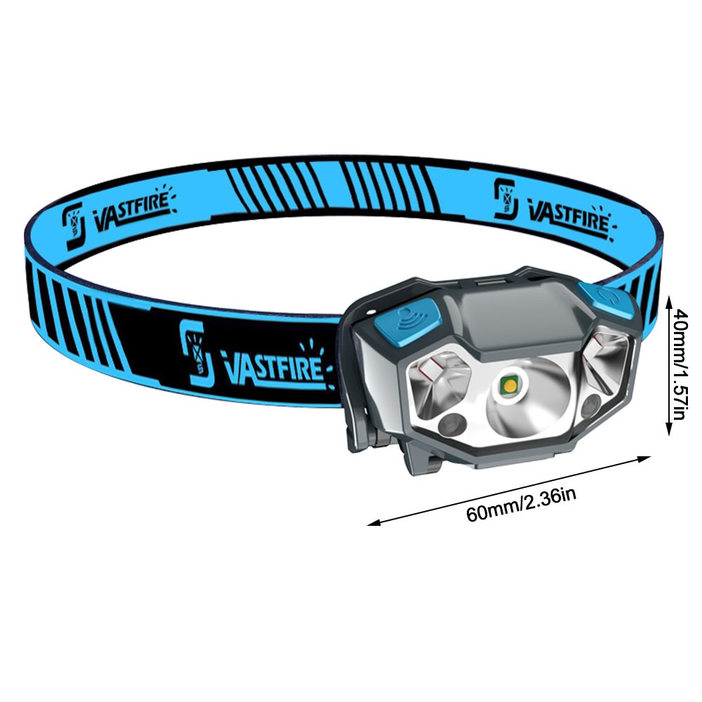 Mini LED Headlamp Head Torch Wave Sensor Red Light USB Rechargeable Work Lamp US