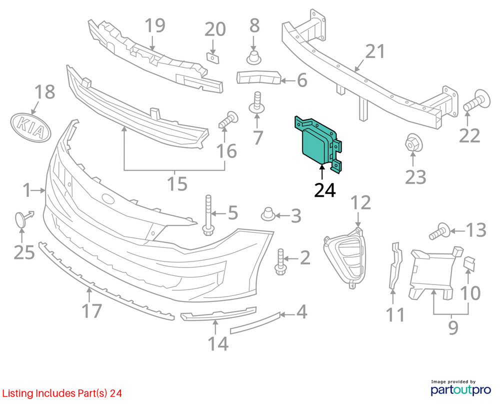 Radar Unit 2016 2017 2018 KIA OPTIMA Adaptive Cruise Computer Module 1024896