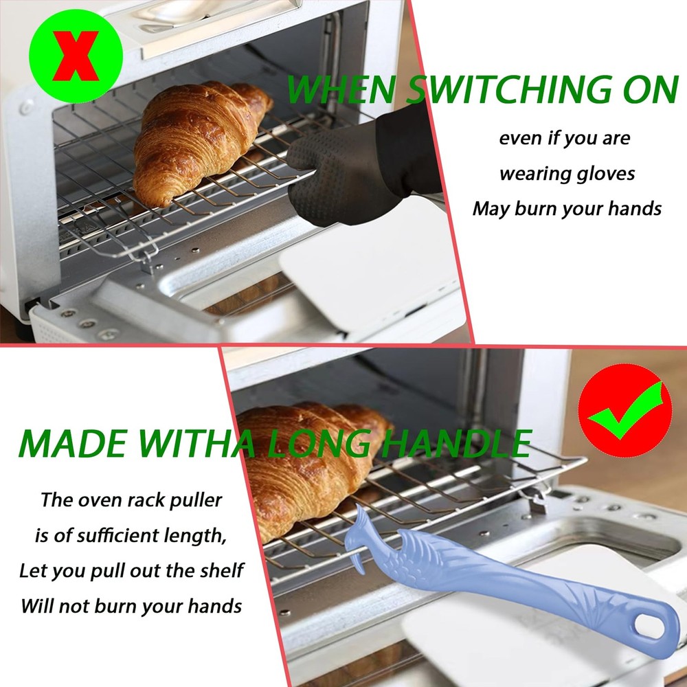 Oven Rack Push Pull Tool 2-Pack 11 Inch - Longer Handle Suitable for Toaster ...