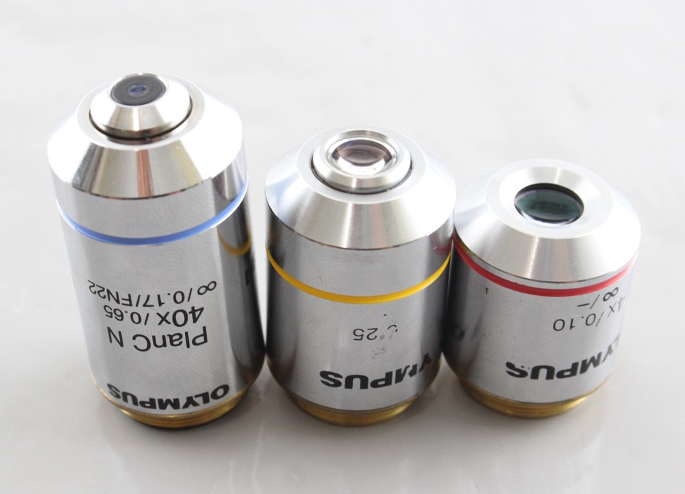 Olympus Plan 4x 10x 40x Infinity Microscope Objective Lot Set BX Series
