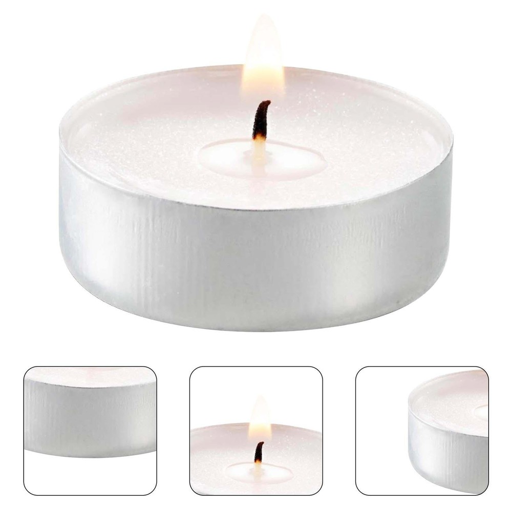 10pc White Unscented Mini Tea Light Candles Bulk 2.5Hr Smokeless Dripless