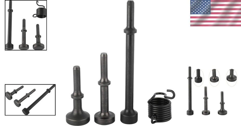 Versatile Pneumatic Chisel Kit with 3 Air Hammer Bits & Spring - 0.401'' Shank