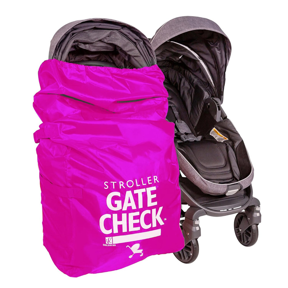 Neon Pink Gate Check Bag for Single & Double Strollers