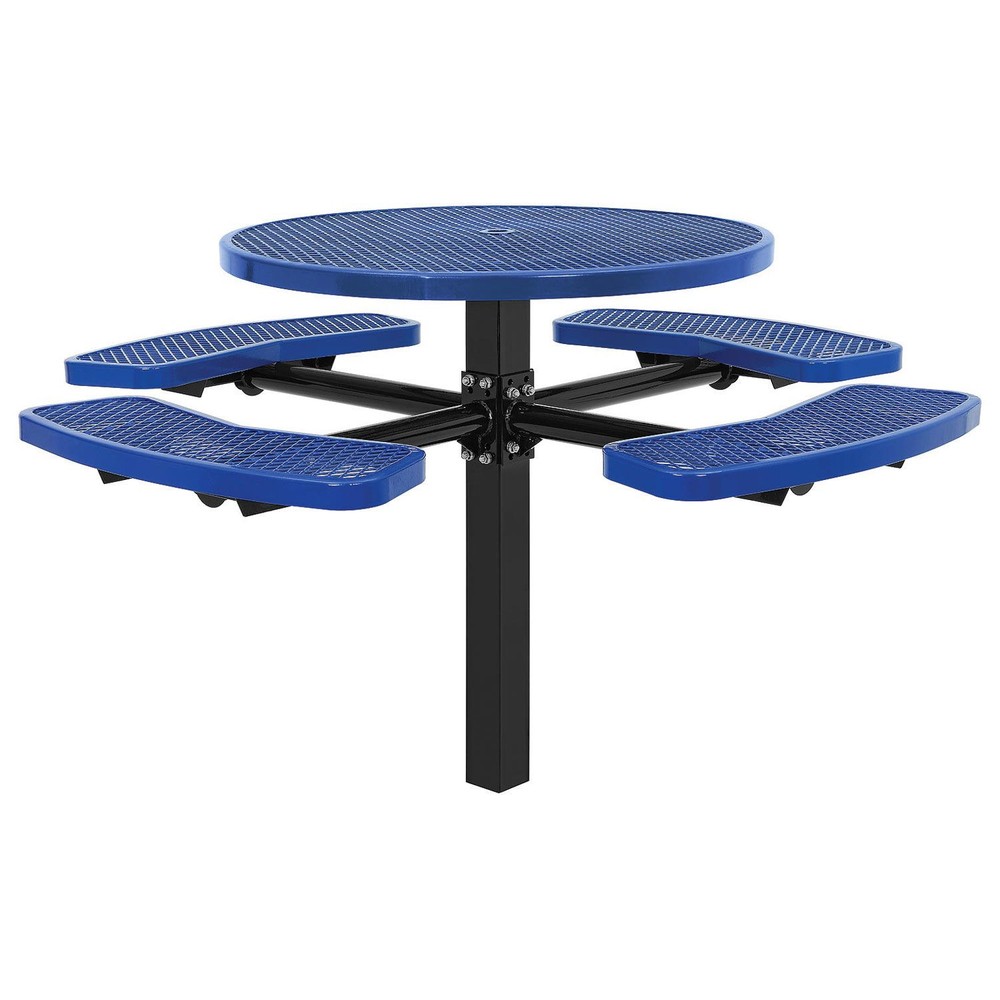 46" Round Picnic Table In-Ground Mount Blue