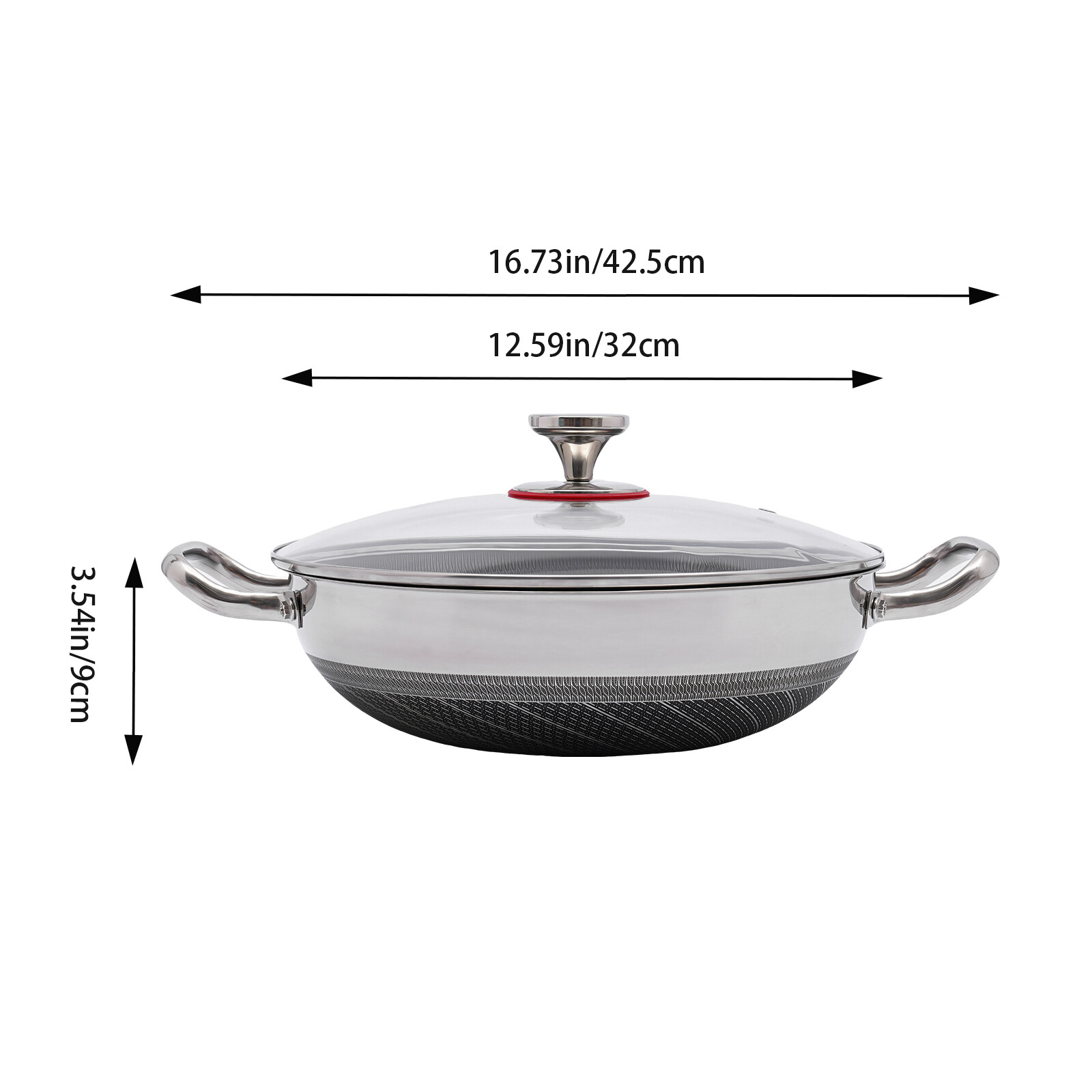12-inch Stainless Steel Sauté Pan Skillet Non-stick Frying Pan With Lid