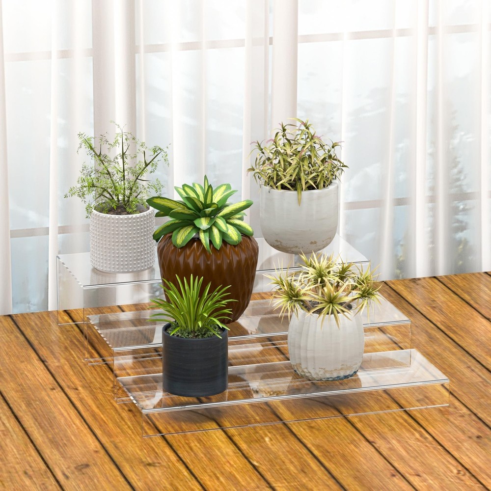 Rectangular Acrylic Display Risers Stands 3pcs, Dessert Table Display Rack, C...