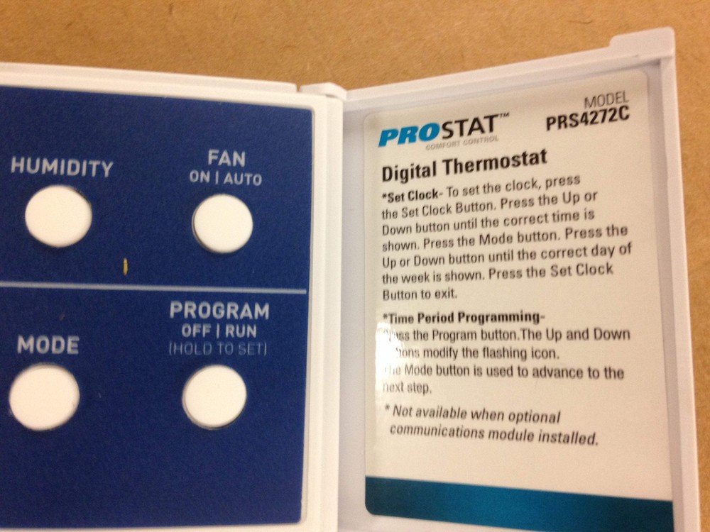 PROSTAT PRS4272C 7-Day Programmable Digital Thermostat w/ Humidity Control