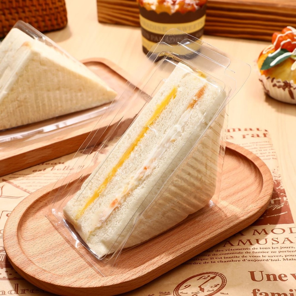 Sandwich Packaging Box Clear Plastic Triangle Disposable Sandwich Container w...
