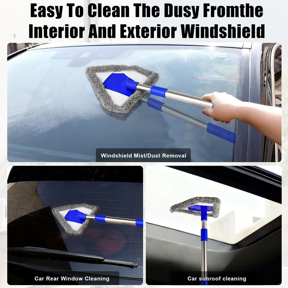 Windshield Squeegee Car Cleaning Tool, Equipped with 4 Reusable and Washable ...