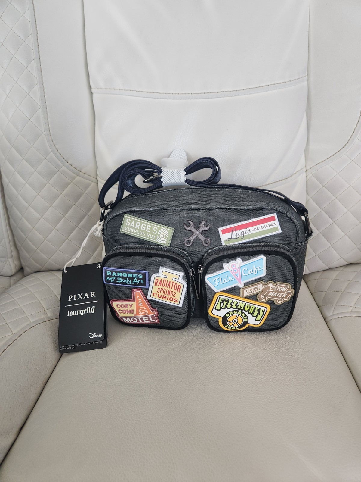 Disney Pixar Cars Embroidered Patches Crossbody Bag