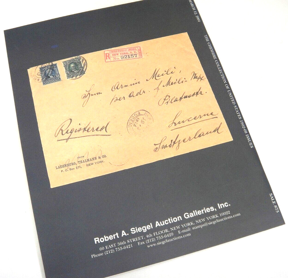 Siegel Stamp Auction Catalog w Prices Cheshire Collection 1902-08 Issues 2004