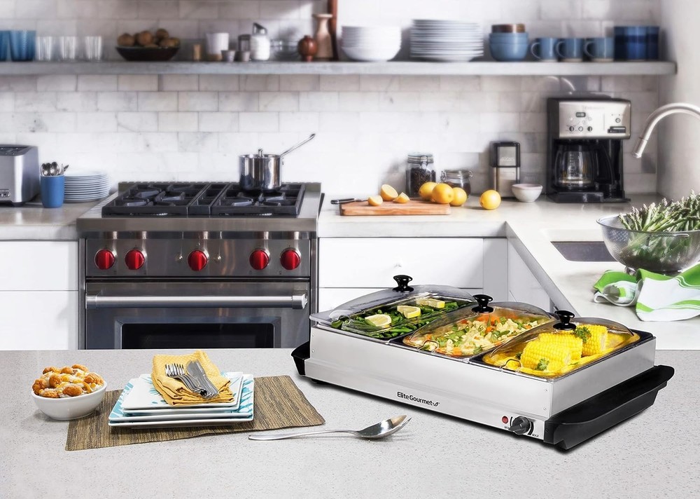 Electric Buffet Server, 3 Trays, Stainless*