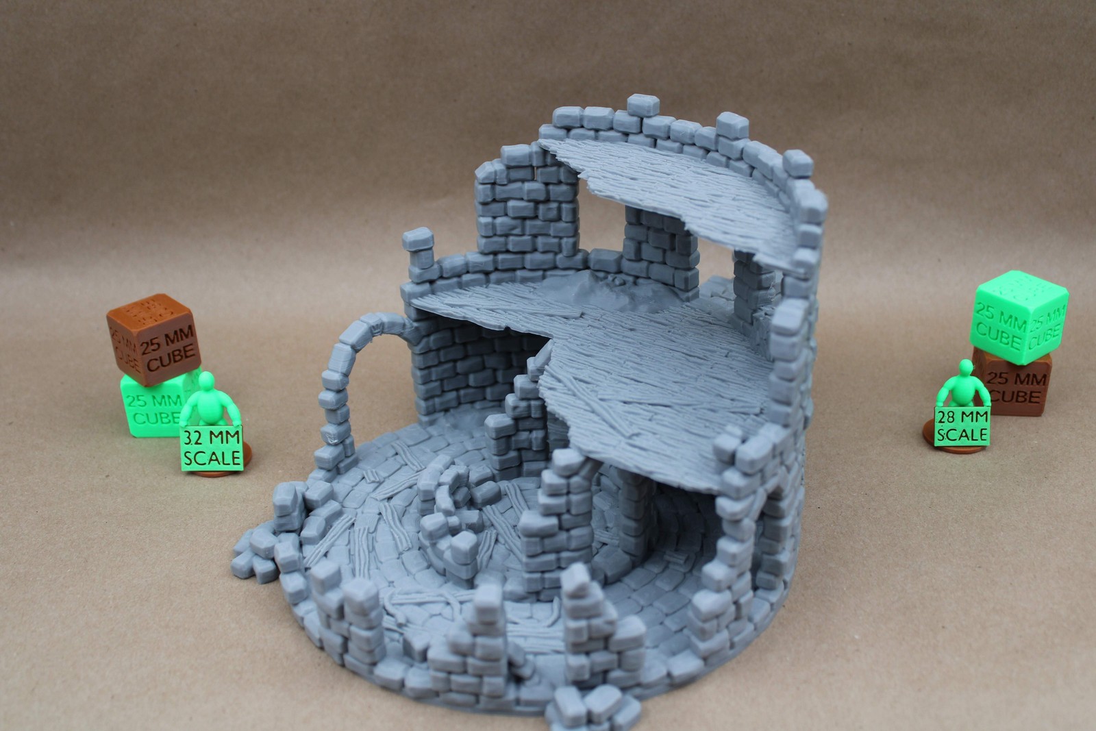 Large Double Tower 3 Story Ruin tabletop terrain for 28mm wargames