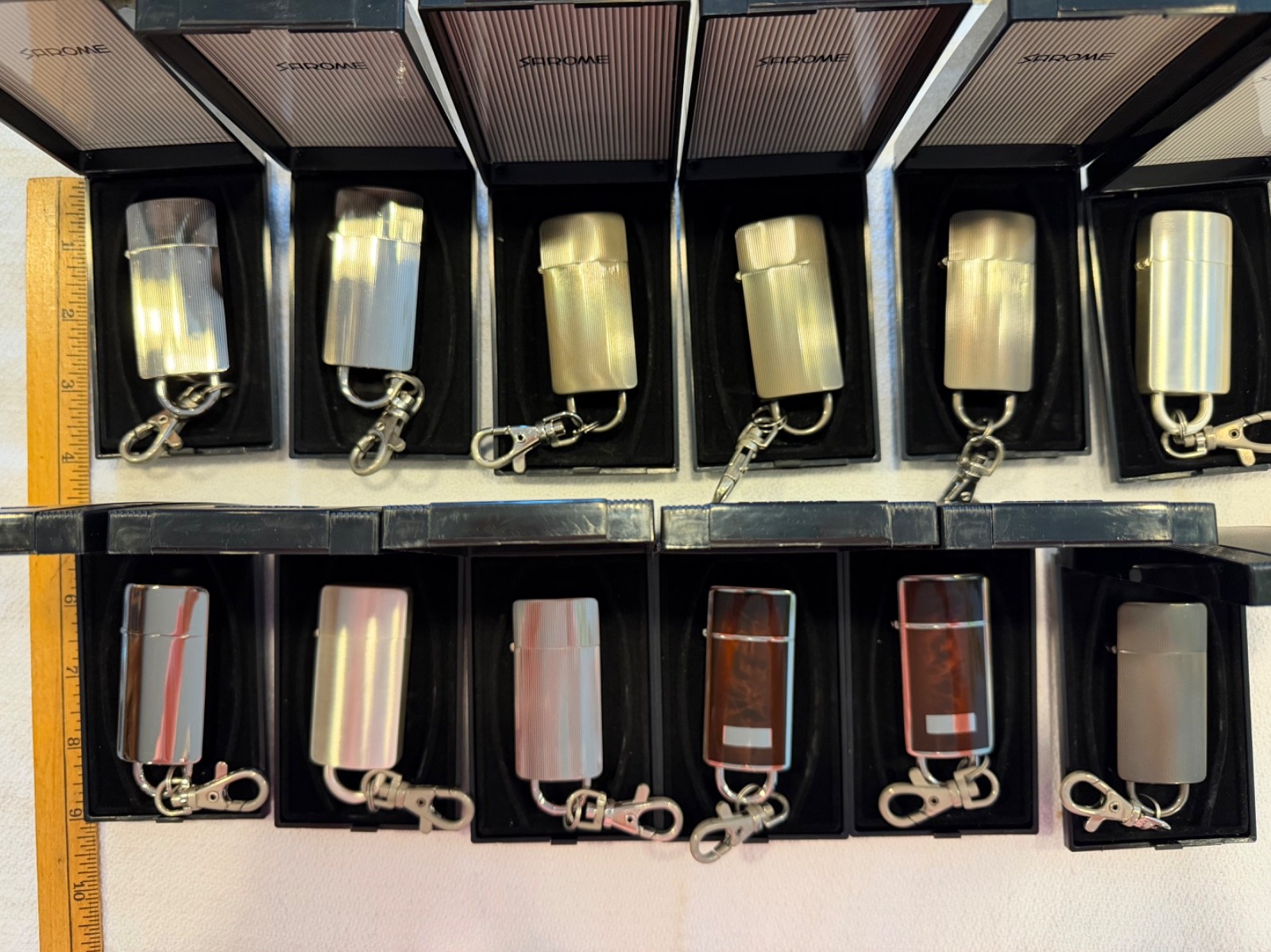 Brand New NOS Sarome Cigarette Cigar Lighter Lot Tobacciana Clip Chain Lot 12