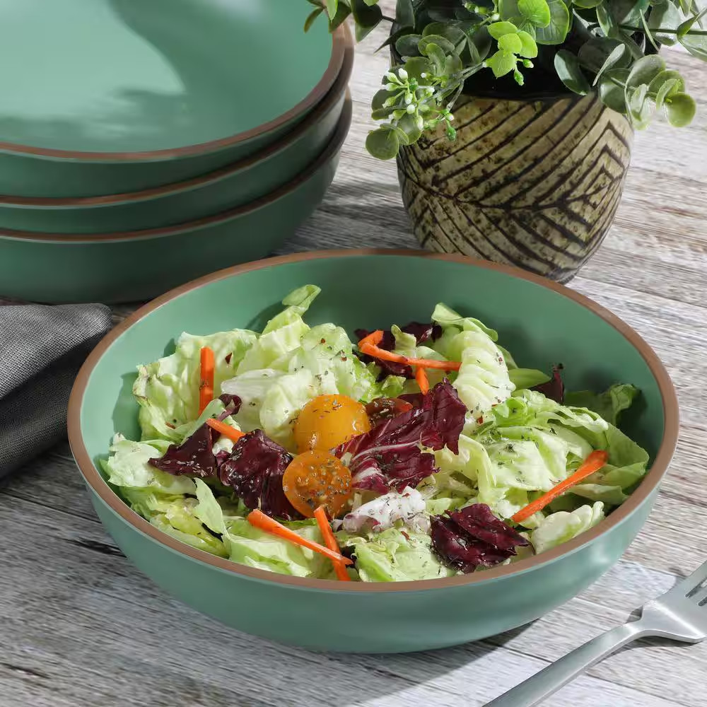Rockabye 30 Fl. Oz. Green Melamine 8.5 In. Dinner Bowl (Set of 4)