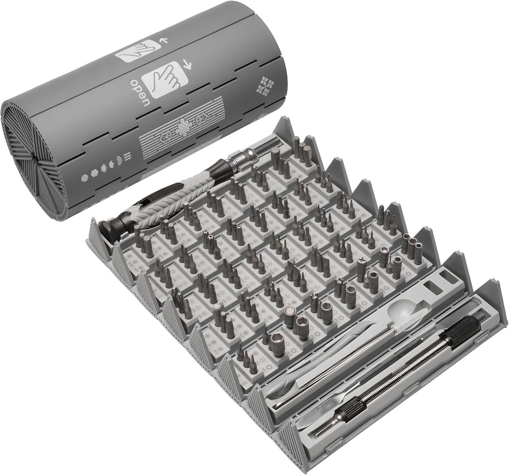 126-in-1 Precision Electronics Repair Kit with Roll Case Magnetic Bit Driver Set