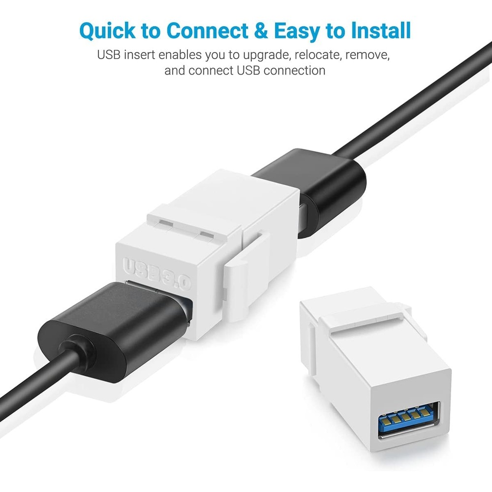 URWOOW USB 3.0 Keystone Jack Inserts (2 Pack) 2 Pack, White