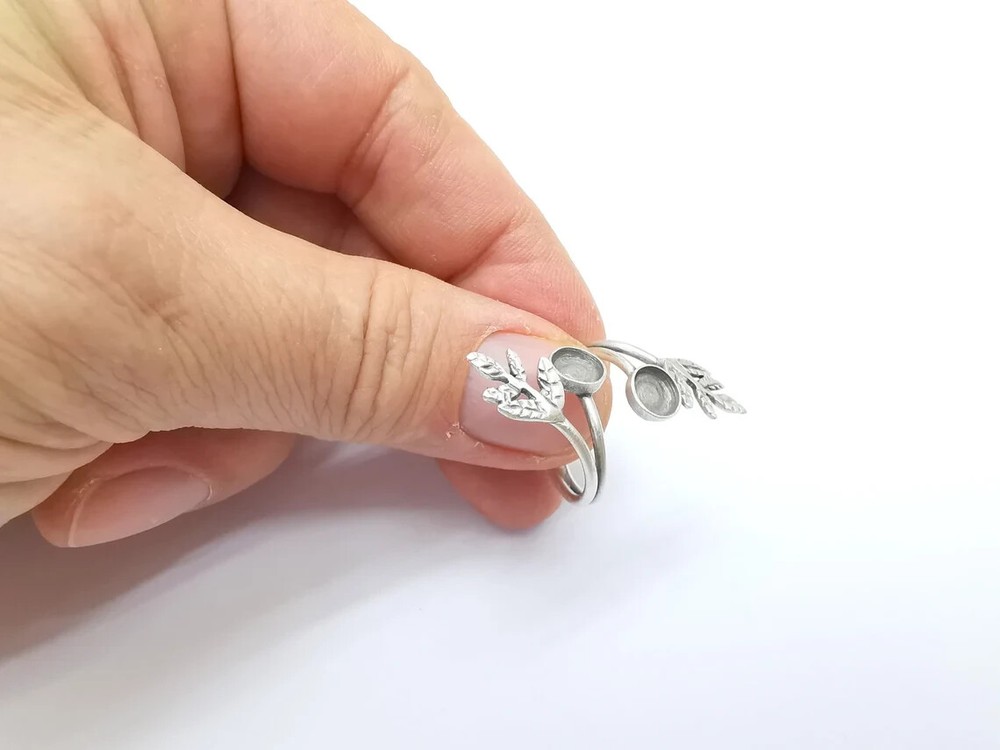 Wrap Leaf Ring Setting, Cabochon Blank, Resin Bezel, inlay Mounting, Epoxy Frame