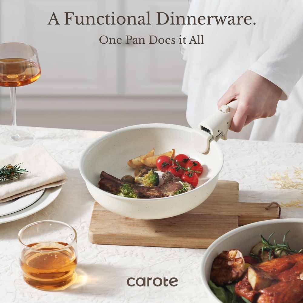 Nonstick Cookware Set with Detachable Handles 17 Piece