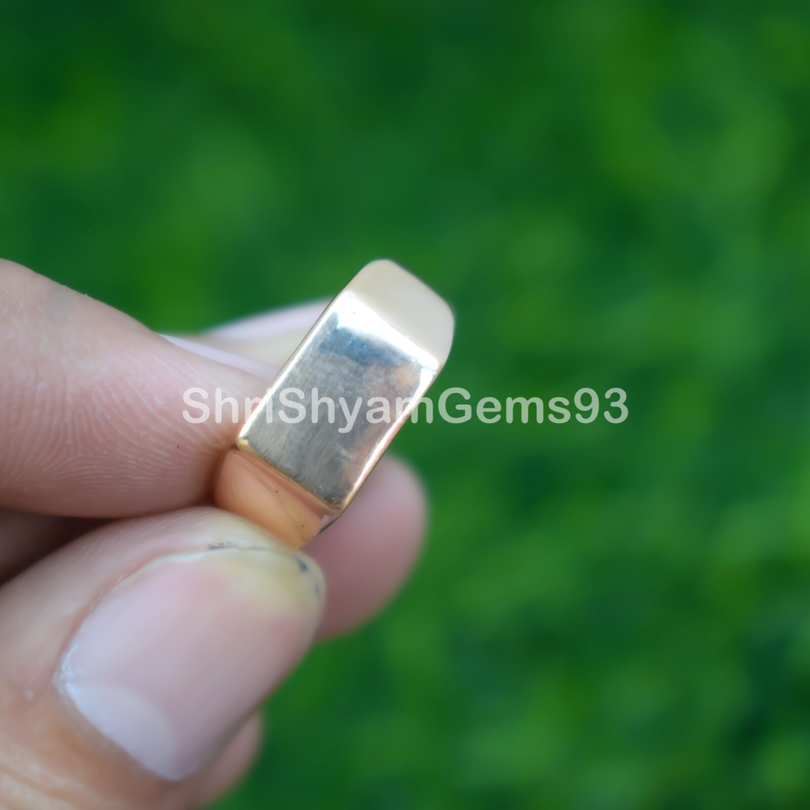 Pure Solid Copper Rectangle Bar Plain Mens Unisex Band Pinky Signet Ring Jewelry