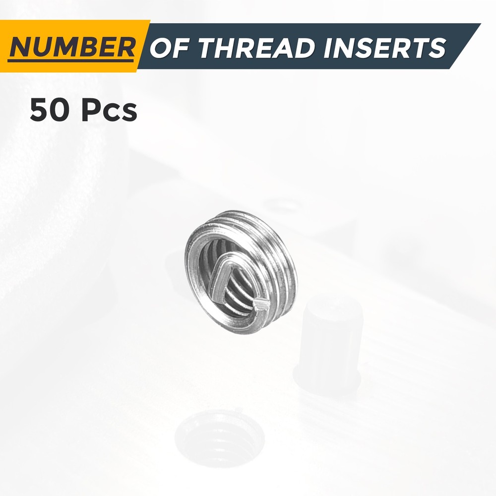 50pcs Wire Thread Inserts M2.5 x 0.45 x 1D Metric Helical Threaded Sleeve