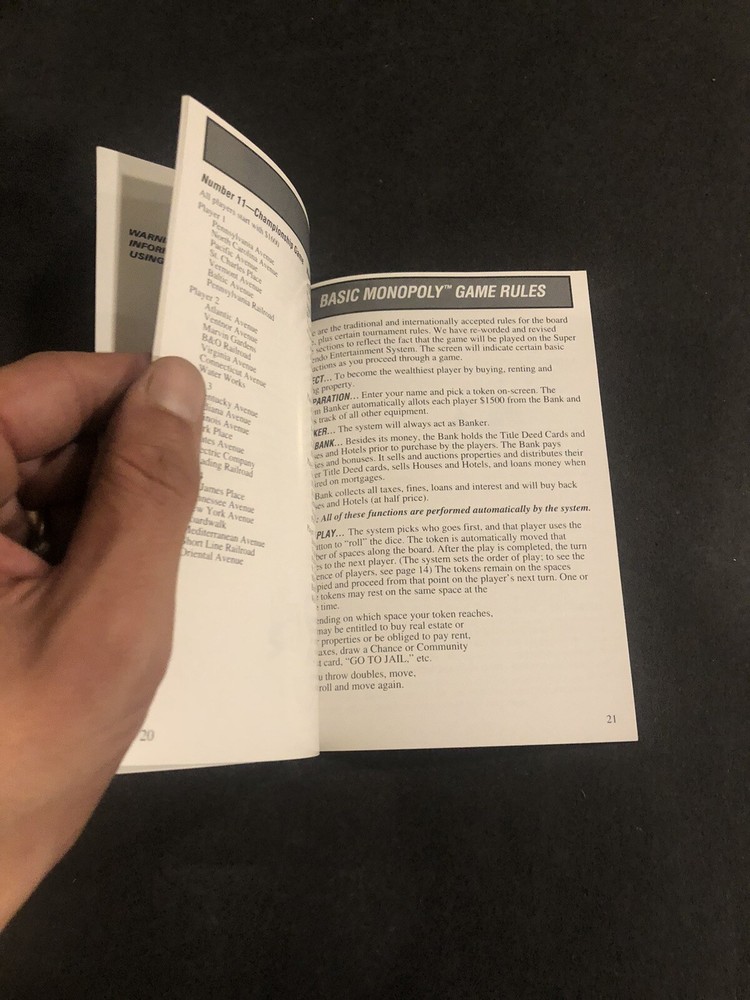 Monopoly snes manual