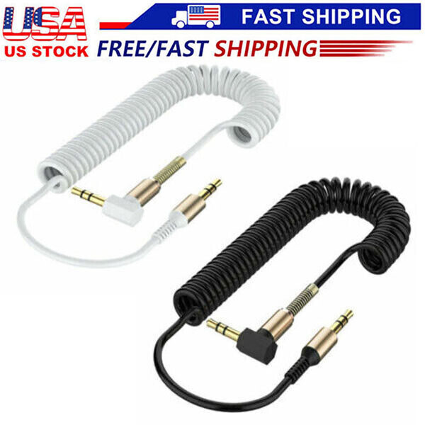 3.5mm Male to Male AUX Cable Cord L-Shaped Right Angle Car Audio Headphone Jack
