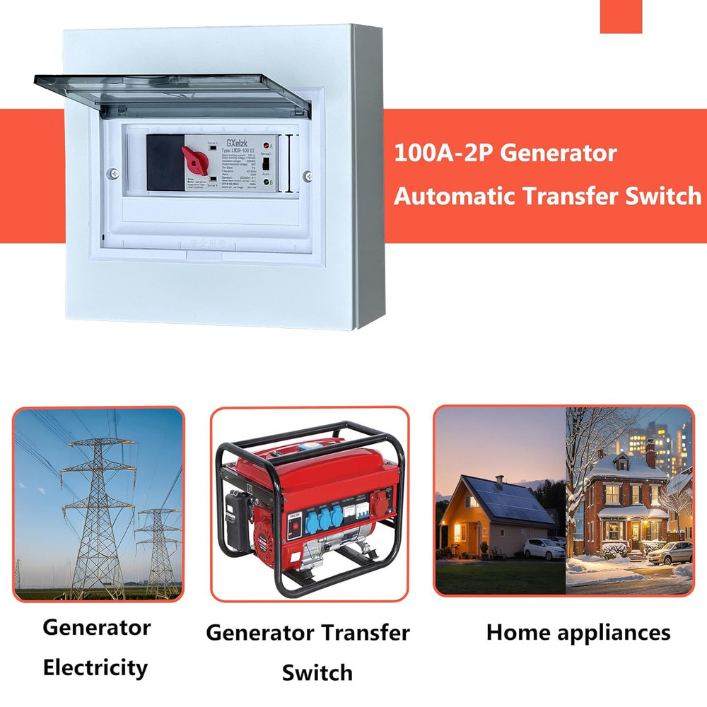 100Amp Automatic Generator Transfer Switch 2P 3-Wire 120/240V Automatic/Manual G