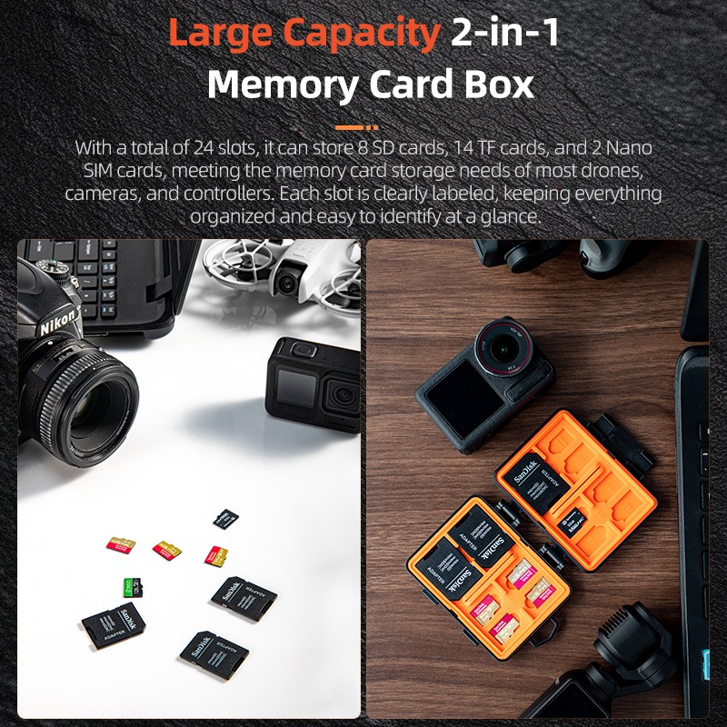 Camera SD TF Card Memory Card Storage Box Waterproof Case for DJI/Insta 360