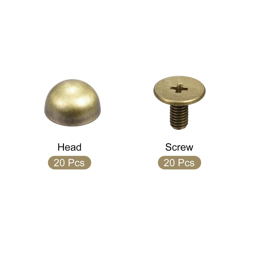 8x5mm Screw Back Rivets Solid Round Head Leather Studs Bronze Tone 20 Sets