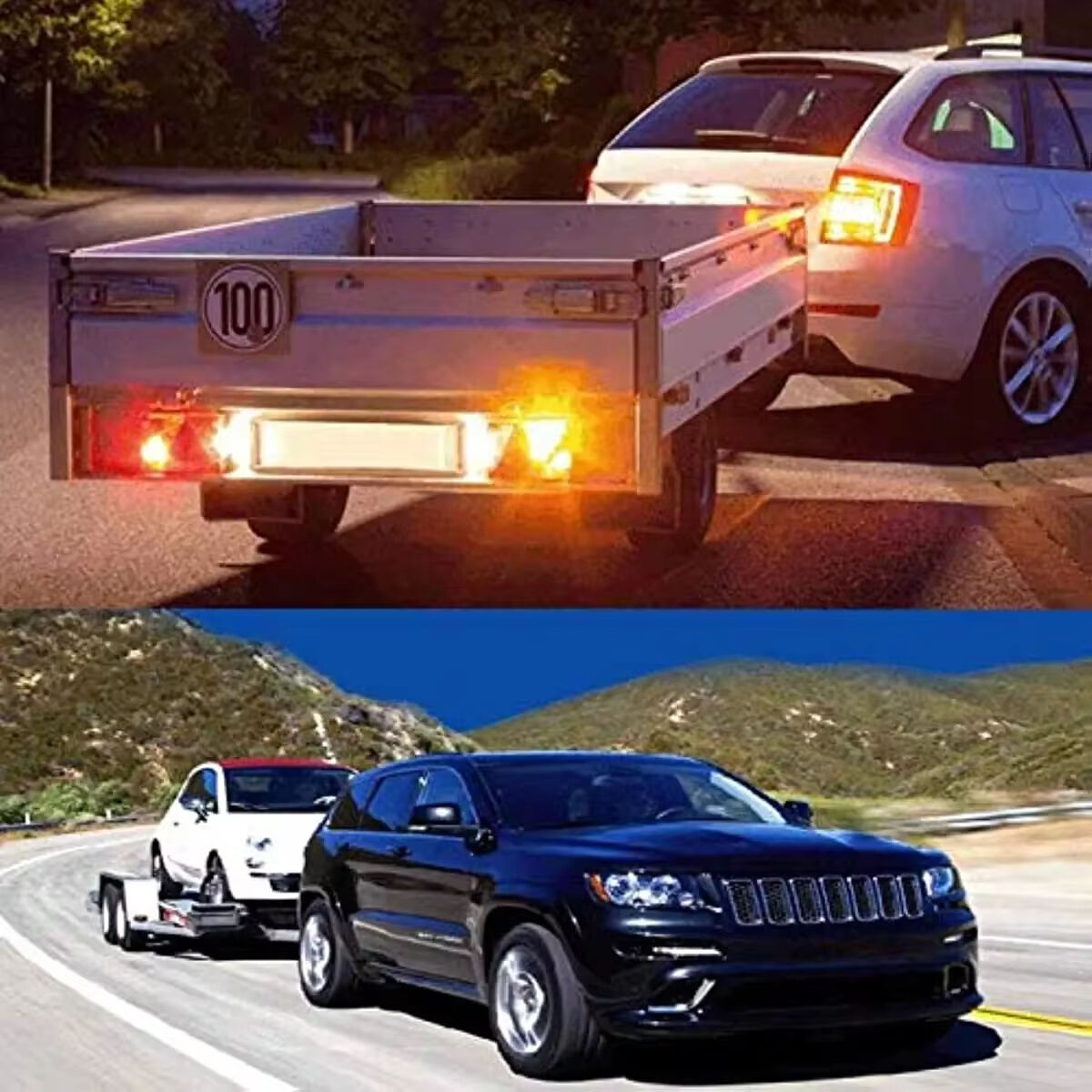 7 Way Round to 4/5 Pins Flat Trailer Wiring Plug Adapter for Truck RV Tow Hitch