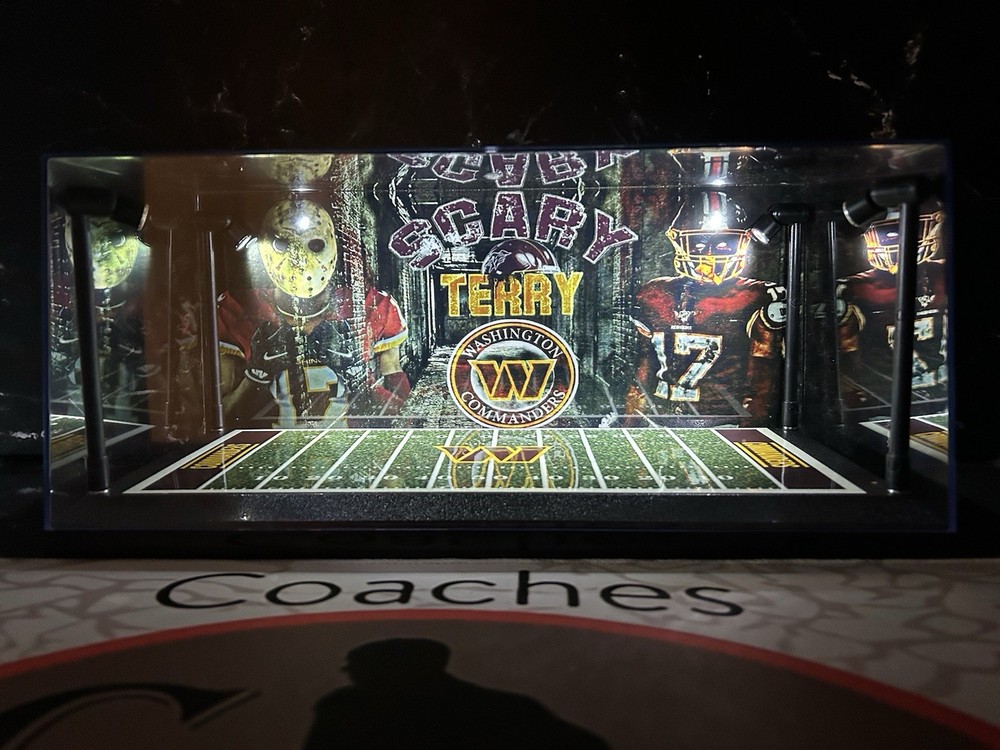 Terry McLaurin Custom 2 Mini Helmet display case with LED lights - Commanders