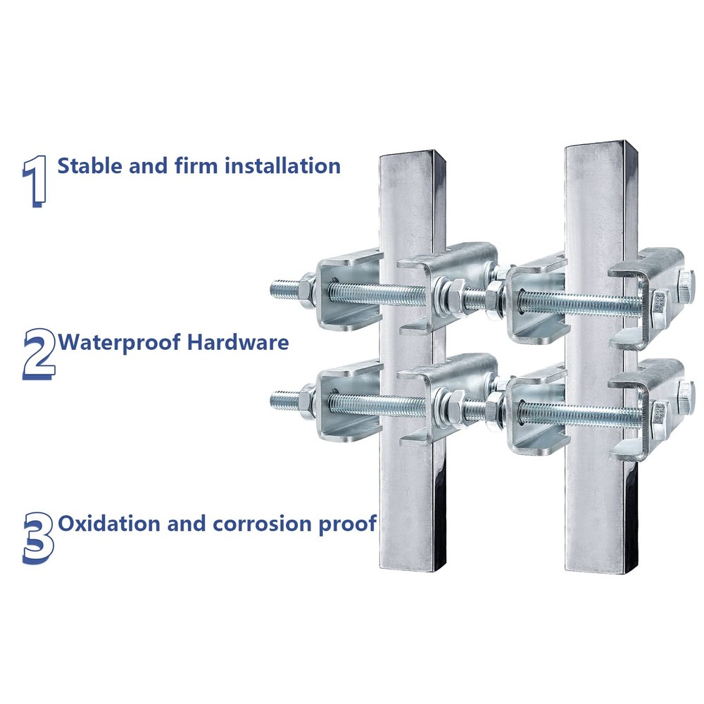 2 Sets Antenna Mast to Clamp Bracket Kit with V 2 Sets, 2*Mast