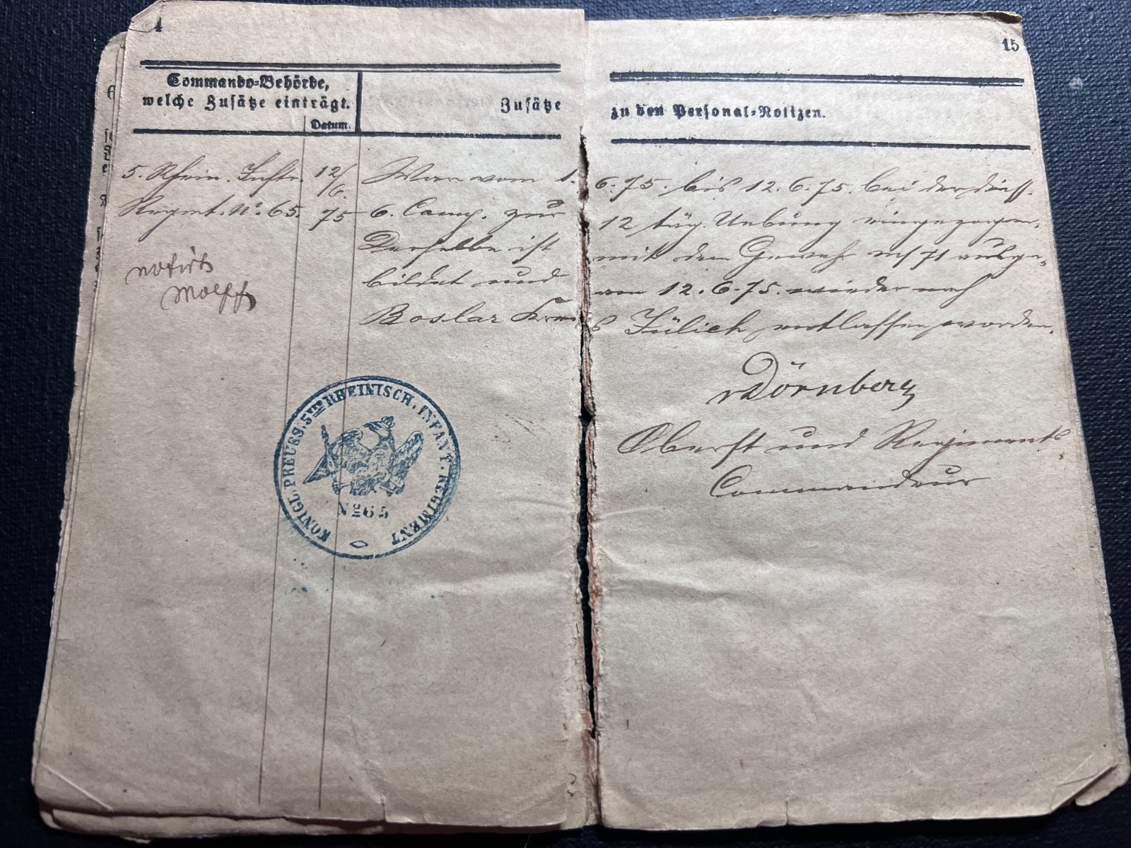 Franco-Prussian War 1870/1871 German Military ID Musketeer Johan Fleisch RARE!