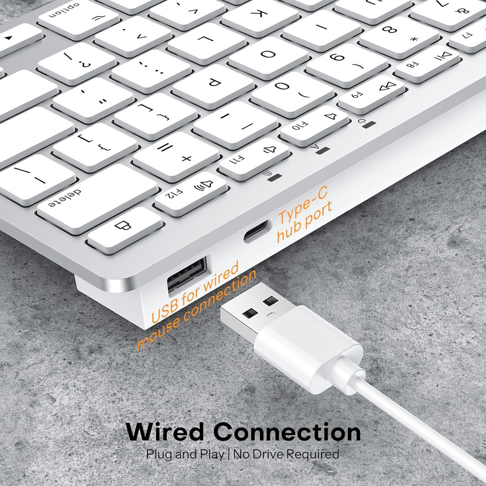 OMOTON Wired Keyboard and Mouse Compatible with Mac, Keyboard with Dual Interfac