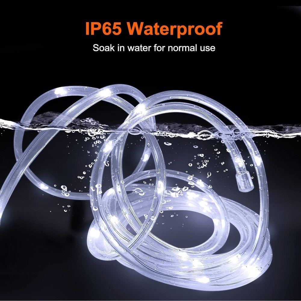 Solar Rope Lights 33FT 100LED Outdoor Solar String Lights IP65 Waterproof