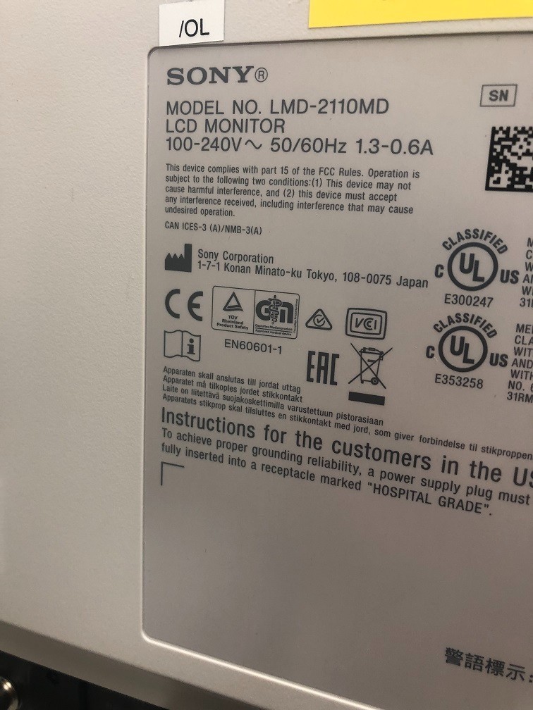 Sony LMD-2110MD LCD 21" Medical Grade Surgical Display Monitor