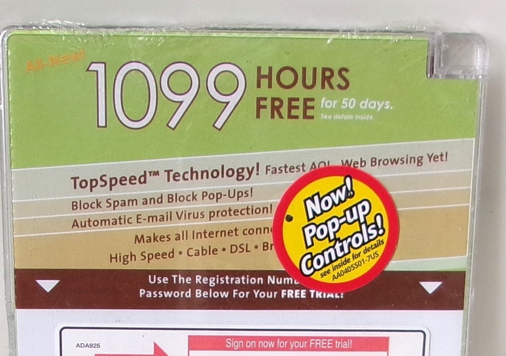 Vtg 2003 AOL Version 9.0 Optimized CD 1045 Hours Free Retro Tech White/Green