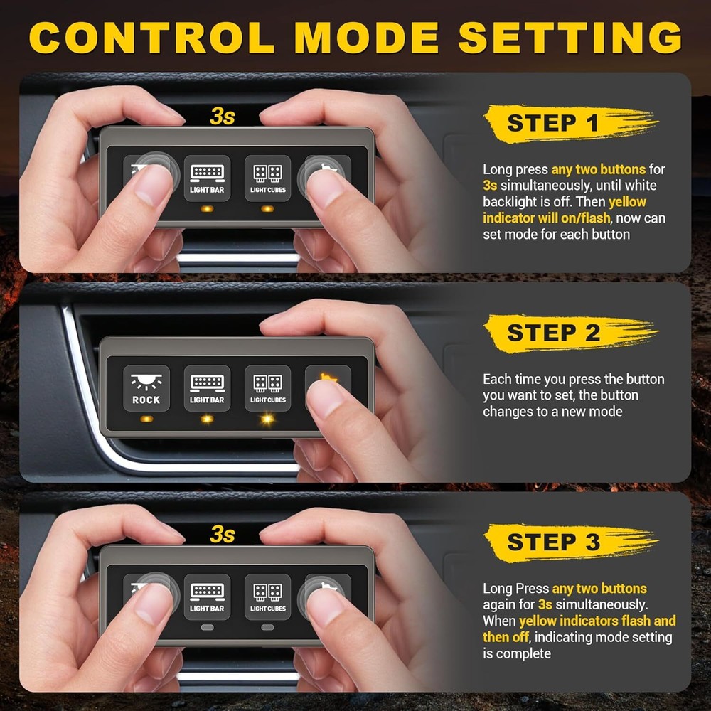 4 Gang Wireless Switch Panel LED Light ON/OFF Circuit Control Box 164FT Remote