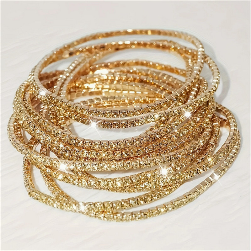 Versatile Elastic Bangle with Perfect for Women 12pcs Set Elegant Iron Material