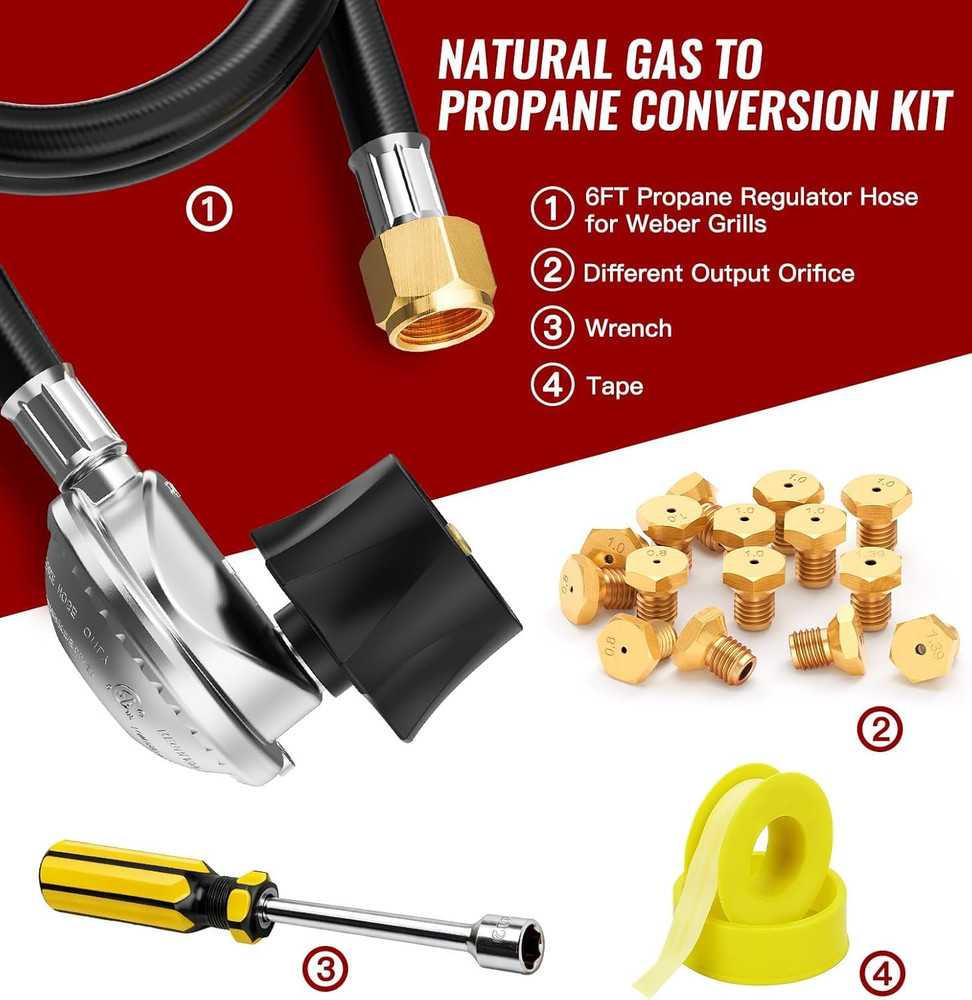 Natural Gas to Propane Conversion Kit, Propane Conversion Kit with 6 FT Propane