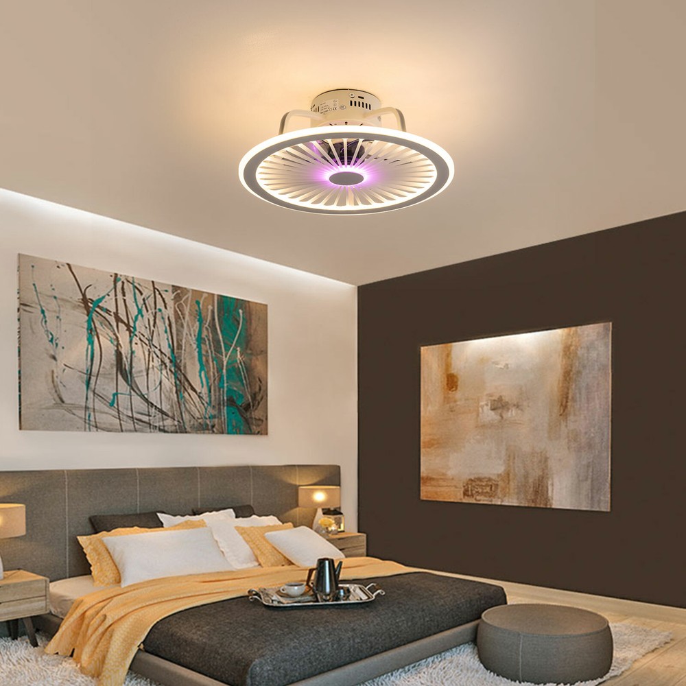 Ceiling Fan Light 48W Dimmable LED Light Flush Mount Lamp Remote Control,Timing