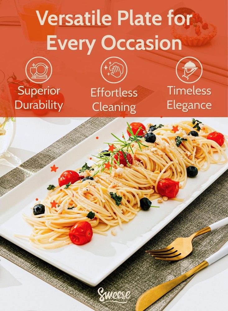 White Serving Platters, Porcelain Serving Trays for Parties, Large Rectangular