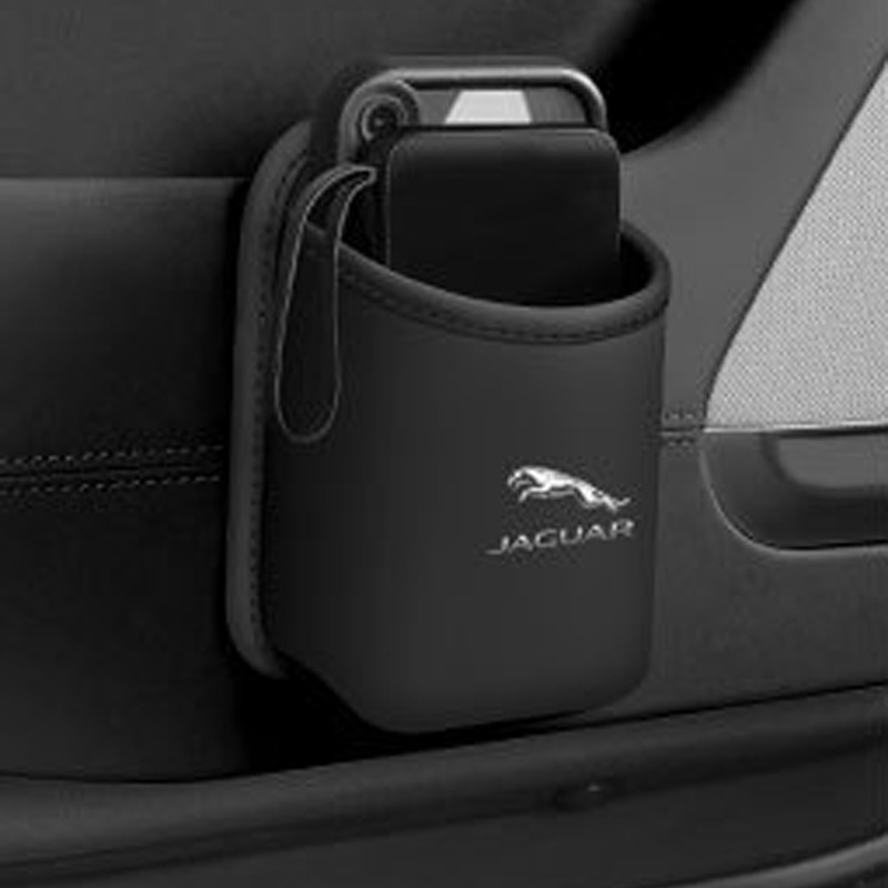 Black Leather Car Accessories Water Cup Holder Storage Box Organizer For Jaguar
